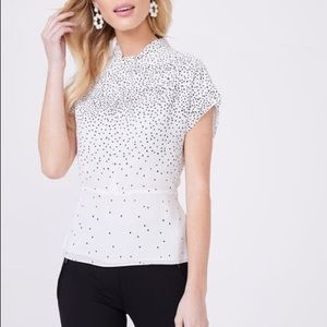 Melanie Lyne Graduated Polka Dot White Blouse Top